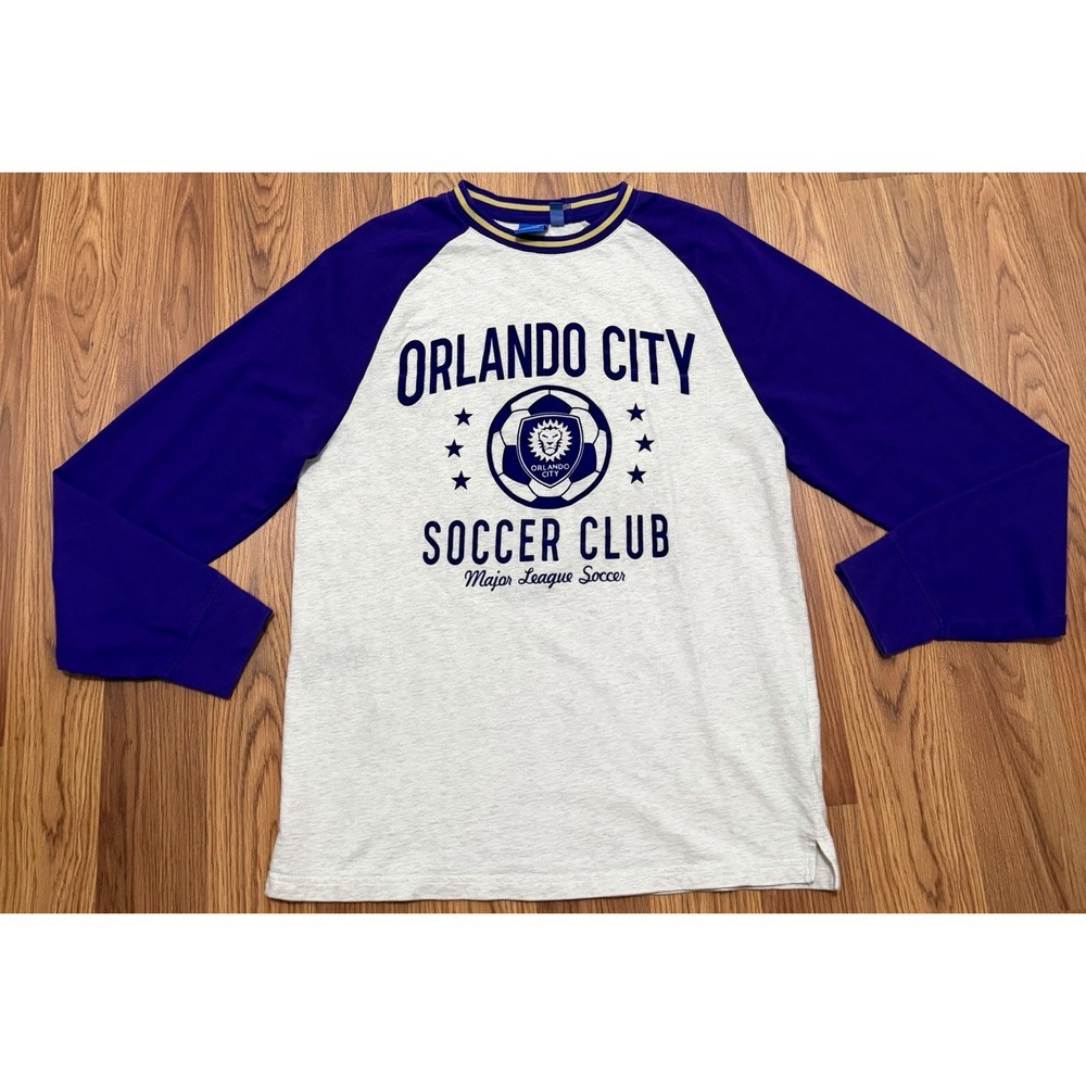 Orlando City SC T-Shirt Adidas Mens Medium Raglan MLS Soccer Graphic